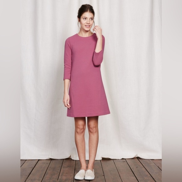 Boden Ottoman A-Line Dress 4 Petite Mauve Pink Dusty Rose Ribbed Long Sleeve - Picture 1 of 5